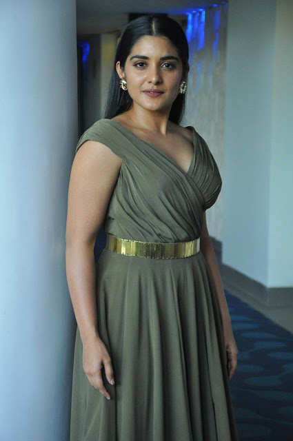 Nivetha Thomas In Green Gown At Telugu Movie Grand Success Meet 54